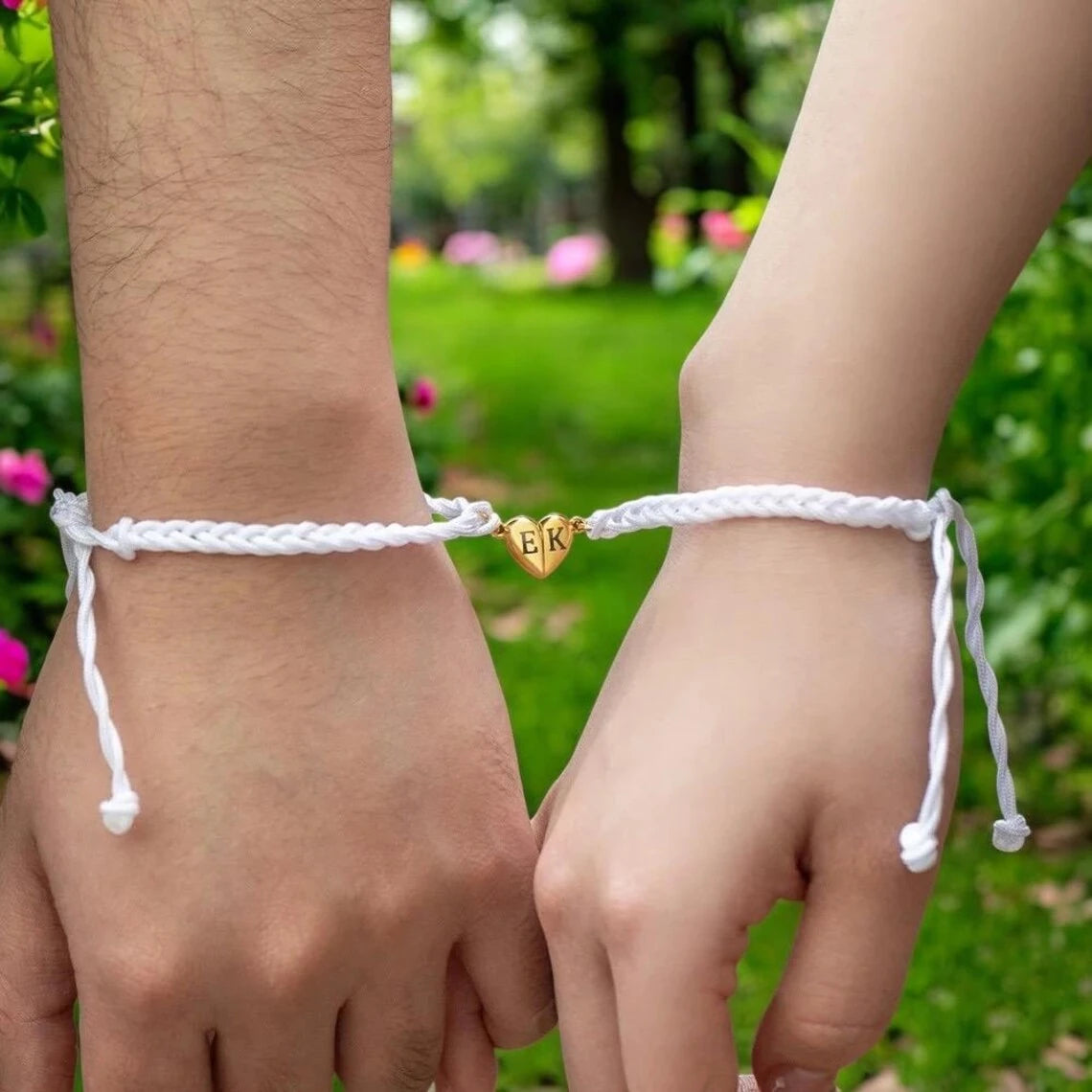 Mıknatıslı Kalpli Çift Bilekliği (2 adet)