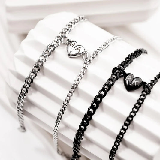 Mıknatıslı Kalpli Çift Bilekliği (2 adet)